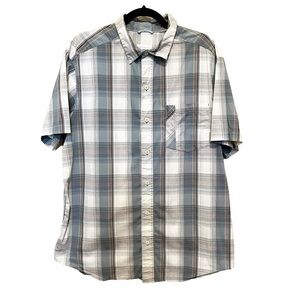Columbia Button Down Shirt Men’s Size Large Blue Plaid Short Sleeve Casual